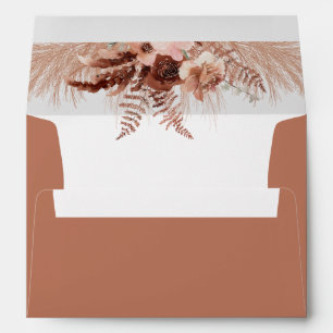 Chic Elegant Boho Pampas Grass Rust Envelope