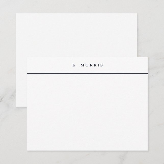 Chic Elegant Border Black White Personalized Flat Card (Front/Back)