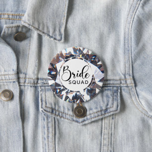 Chic Elegant BRIDE SQUAD Diamond Script 3 Inch Round Button