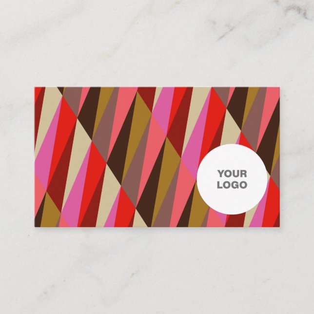 Chic Elegant Bright Colour Pattern Pink Logo Business Card (Front)