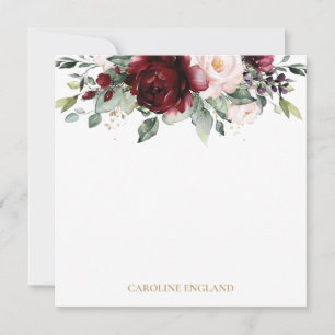 Chic Elegant Burgundy Red Pink Blush Floral Card