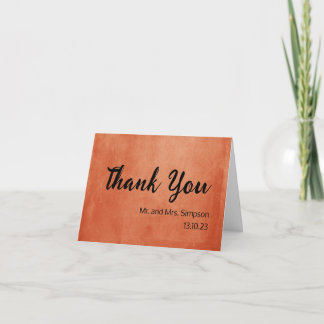 Chic Elegant Burnt Orange Black Name Date Photo Thank You Card