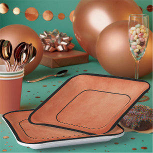 Chic Elegant Burnt Orange Black  Paper Plate