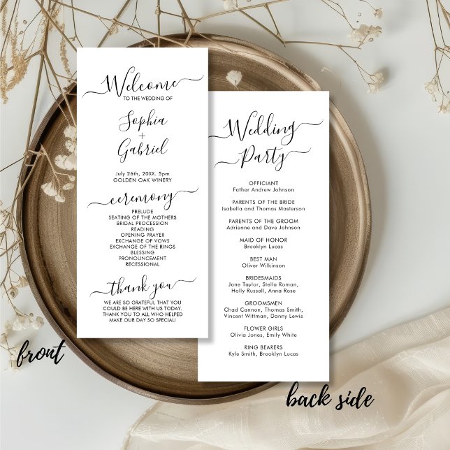 Chic Elegant Calligraphy Script Wedding Ceremony Program (Creator Uploaded)