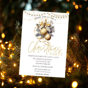Chic Elegant Christmas Balls Stars Christmas Invitation