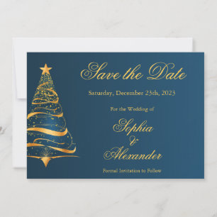 Chic Elegant Christmas Tree Wedding Save the Date Invitation