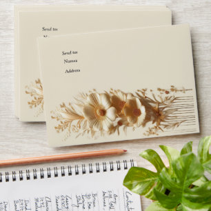 Chic, Elegant Creams & leather flower texture look Envelope