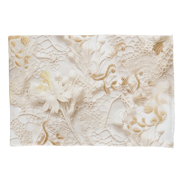 Chic,Elegant Creams & leather flower texture look Pillowcase (Front)