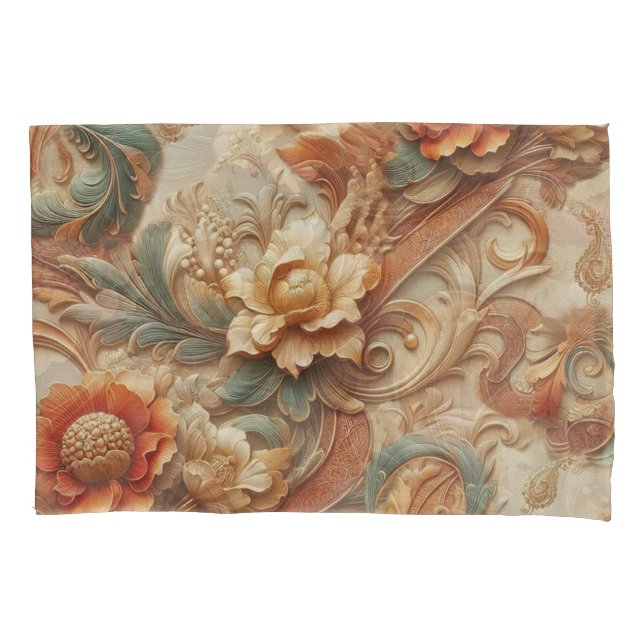 Chic,Elegant Creams & leather flower texture look Pillowcase (Front)