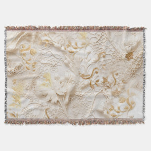 Chic,Elegant Creams & leather flower texture look Throw Blanket