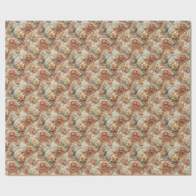 Chic,Elegant Creams & leather flower texture look Wrapping Paper (Flat)
