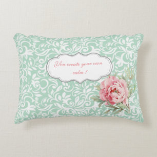 Chic Elegant Damask, Roses,Motivational Message Decorative Pillow