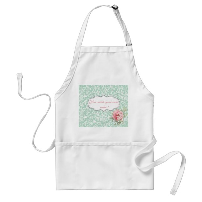 Chic Elegant  Damask, Roses,Motivational Message Standard Apron (Front)