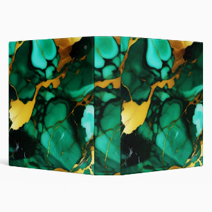 Chic Elegant dark green golden yellow Faux Marble  Binder