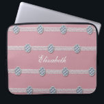 Chic Elegant Diamond Pearl | Pink Luxury Laptop Sleeve<br><div class="desc">Chic Elegant Diamond Pearl | Pink Luxury Laptop Computer Sleeve. Surround your laptop in luxury with these faux rhinestone and pearl strands. Easy to customize by adding your own name or personalize it with a monogram! This background is blush rose pink, but can be changed to any colour by clicking...</div>