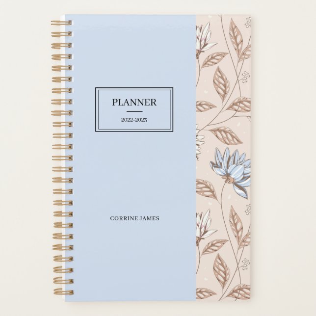 Chic Elégant Dusty Blue Blush rose Floral (Devant)