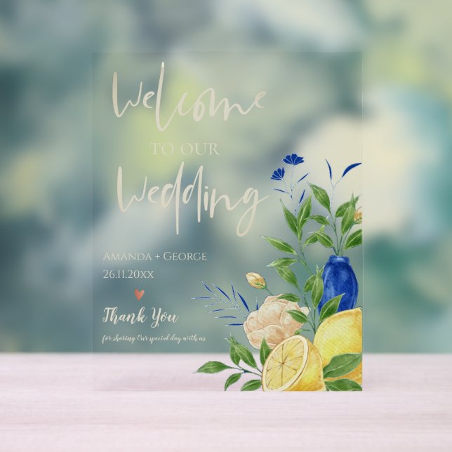 Chic Elegant Été Lemon Floral Mariage Bienvenue (Neutre)