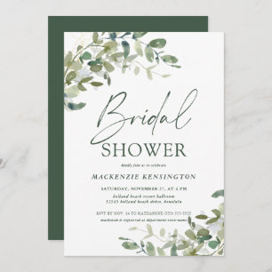 Chic Elegant Eucalyptus Greenery Bridal Shower Invitation
