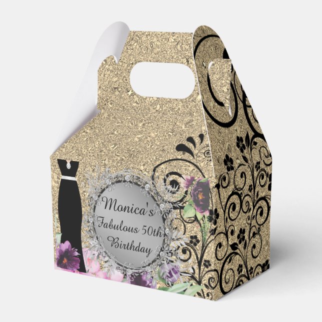 Chic Elegant Fabulous 50th Birthday Customized Favor Box (Front Side)
