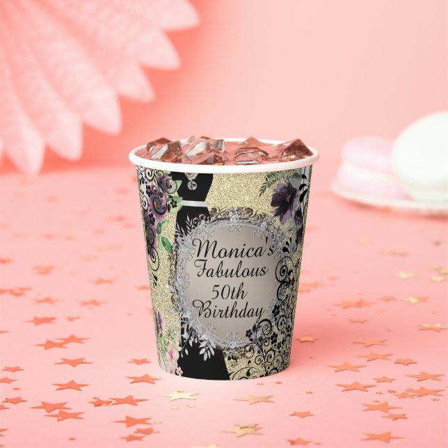Chic Elegant Fabulous 50th Birthday       Paper Cups (Insitu)