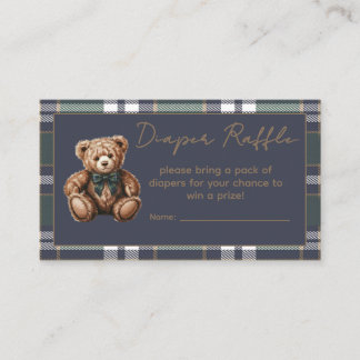 Chic elegant Fancy Bear R.L. theme Diaper Raffle Enclosure Card