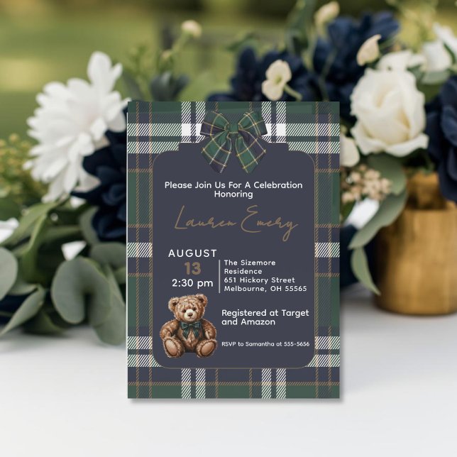 Chic Elegant Fancy Bear R. Lauren theme invitation (Creator Uploaded)