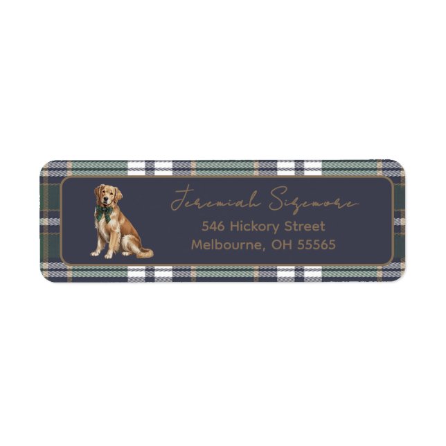 Chic Elegant Fancy Dog theme return address label (Front)