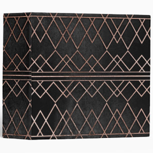 Chic & Elegant Faux Rose Gold Geometric Triangles Binder