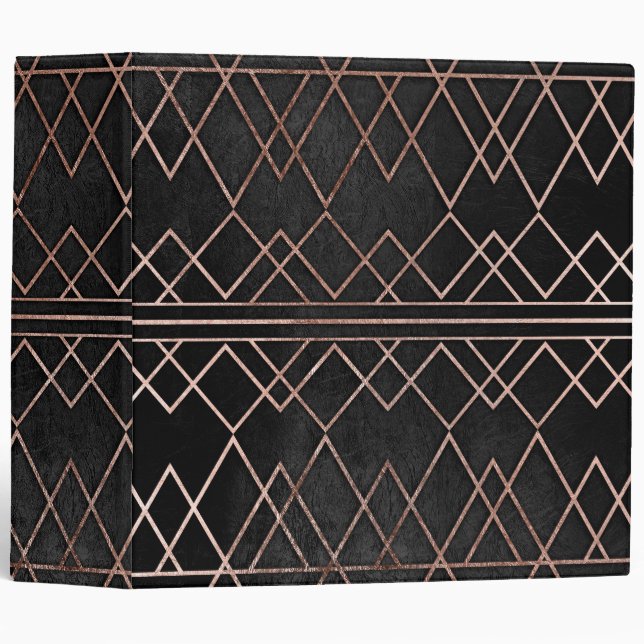 Chic & Elegant Faux Rose Gold Geometric Triangles Binder (Front/Spine)