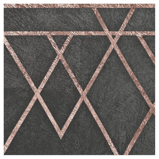 Chic & Elegant Faux Rose Gold Geometric Triangles Fabric (Close Up)