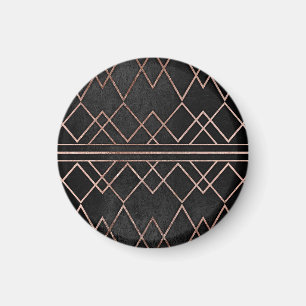 Chic & Elegant Faux Rose Gold Geometric Triangles Magnet