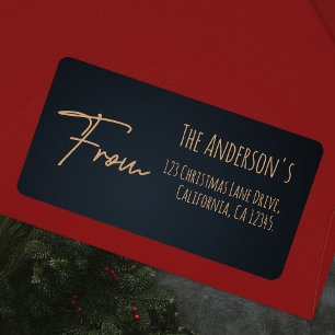 Chic Elegant Festive Rich Dark Blue Address Label