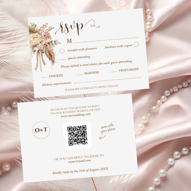 Chic elegant floral wedding RSVP QR code card (Creator Uploaded)