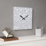 Chic elegant glamour White Faux Glitter Square Wall Clock<br><div class="desc">An elegant chic glamour white faux glitter pattern. A chic modern girly luxury glitter design background. Get this trendy girly white abstract glitter for her or anyone on any occasion.</div>