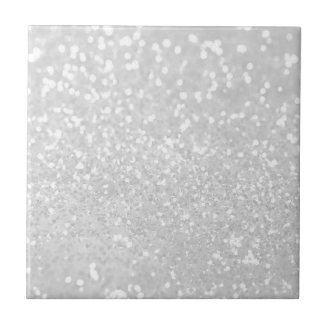 chic elegant glamour White Faux Glitter Tile (Front)
