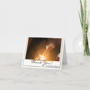Chic Elegant Gold Border Photo Thank You