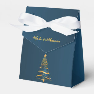 Chic Elegant Gold Christmas Tree Thank You Wedding Favor Box