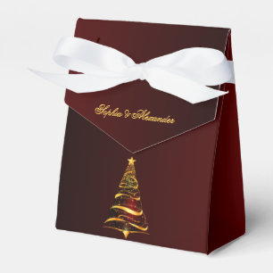 Chic Elegant Gold Christmas Tree Thank You Wedding Favor Box