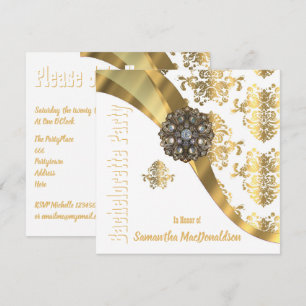 Chic elegant gold damask bachelorette party invitation