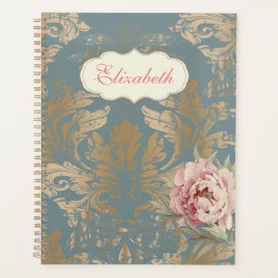 Chic Elegant Gold Damask Roses  Planner