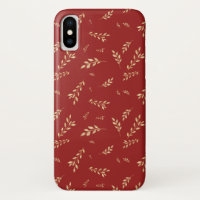Chic Elegant Gold Foil Leaves Red