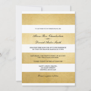 Chic Elegant Gold foil & white wedding invitation