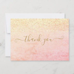 Chic Elegant Gold Glitter Script Thank You Card