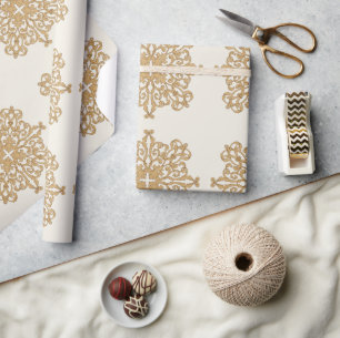 Chic Elegant Gold Ornament Pattern Wrapping Paper