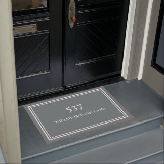 Chic Elegant Grey House Number Street Name Doormat