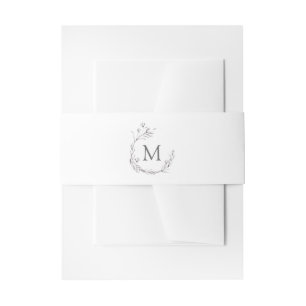 Chic Elegant Grey White Watercolor Floral Wedding Invitation Belly Band