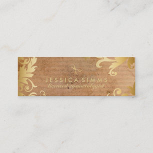 chic elegant hair stylist hairstylist gold leaves mini business card