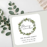 CHIC ELEGANT HOLLY BERRY WREATH CHRISTMAS ADDRESS SQUARE STICKER<br><div class="desc">If you need any further customisation please feel free to message me on yellowfebstudio@gmail.com.</div>