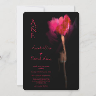 Chic Elegant Hot Red Tulip Floral Monogram Wedding Invitation