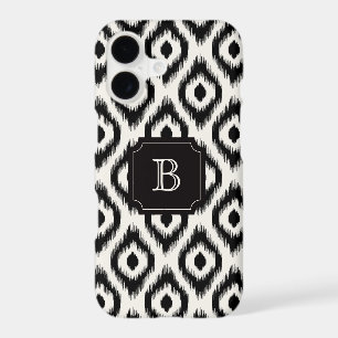 Chic Élégant Ikat Monogramme Diamant Noir Ivoire